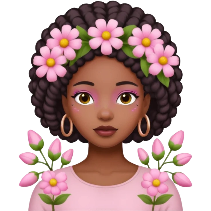 Pastel Pink Black Girl With Flowers emoji
