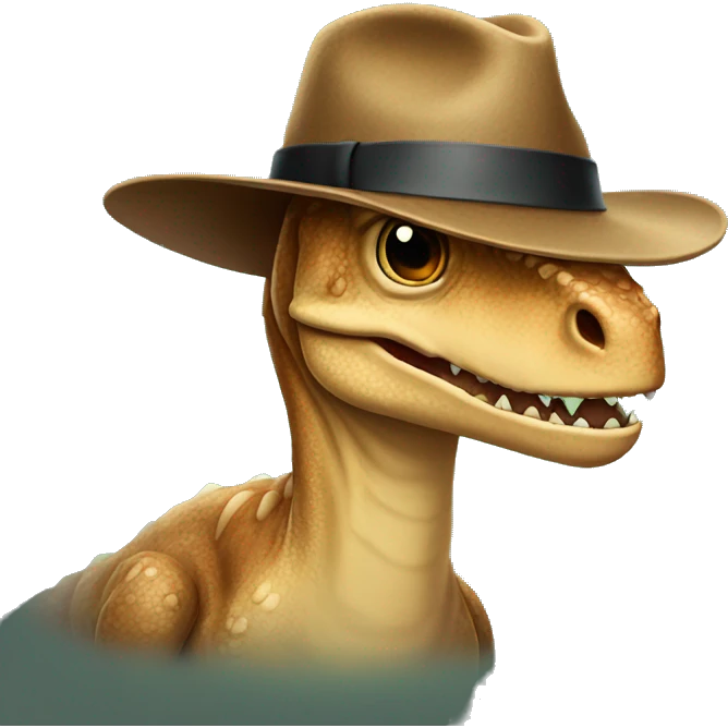 Dinosaur wearing a fedora emoji