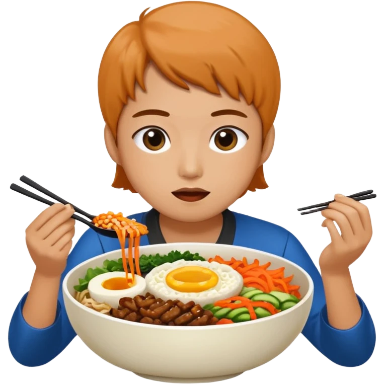 비빔밥 먹는 사람이나 비빔밥을 이모지로 그려줘 emoji