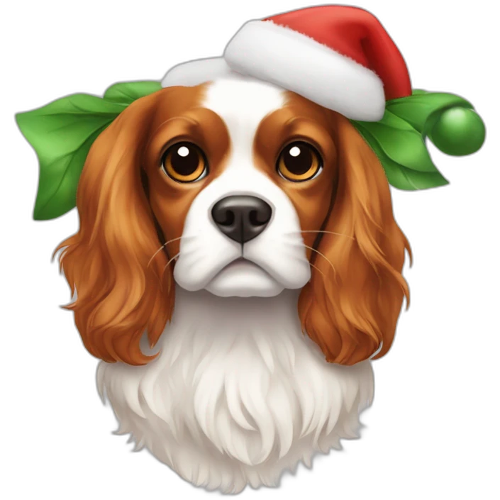cavalier-king-charles with a christmas hat emoji