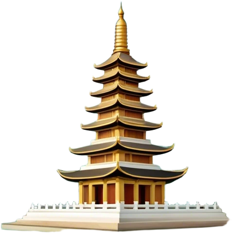 Cinematic Realistic Tran Quoc Pagoda Landmark Emoji, depicted with an ancient pagoda set on tranquil waters rendered with delicate textures and serene, reflective lighting. emoji