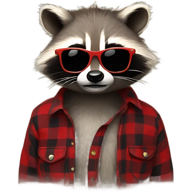 Racoon with sunglasses and a flannel on emoji
