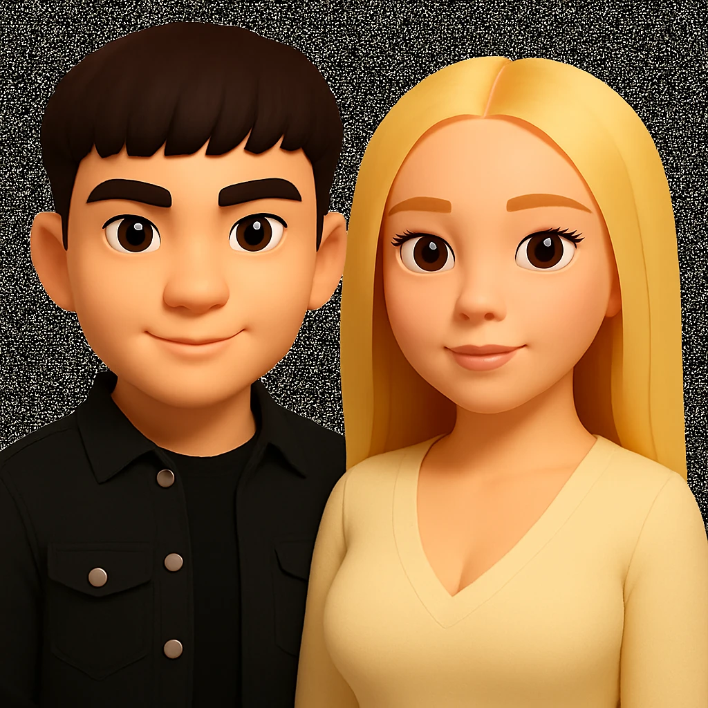Slightly increase the volume of the upper body of the girl and rotate her to face forward, preserving the style of the original image. emoji