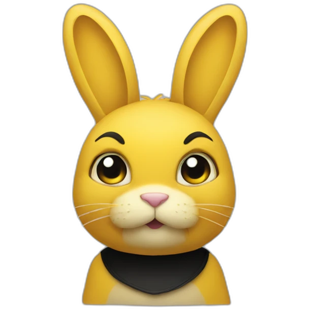 fierce looking yellow and black colored bunny facing to the right emoji