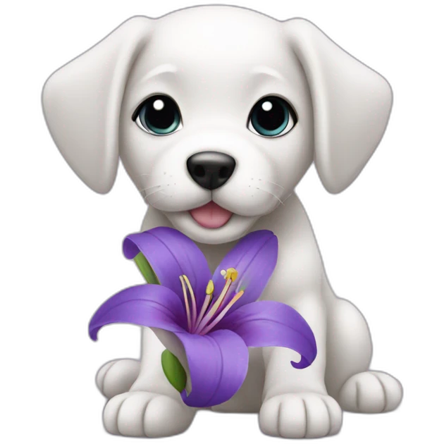 purple puppy with lily emoji