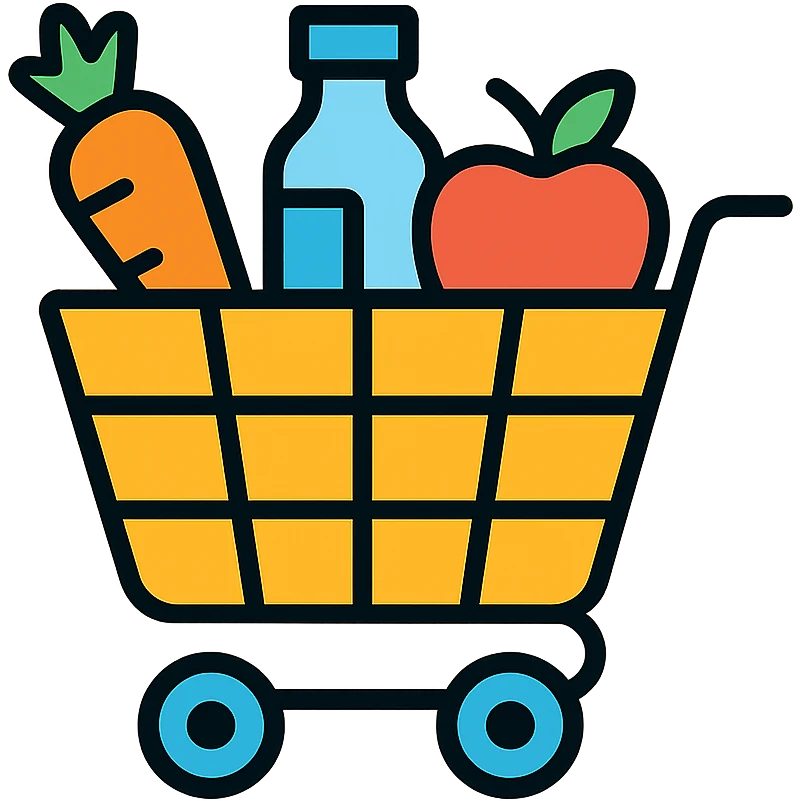 Shopping cart icon with products inside emoji
