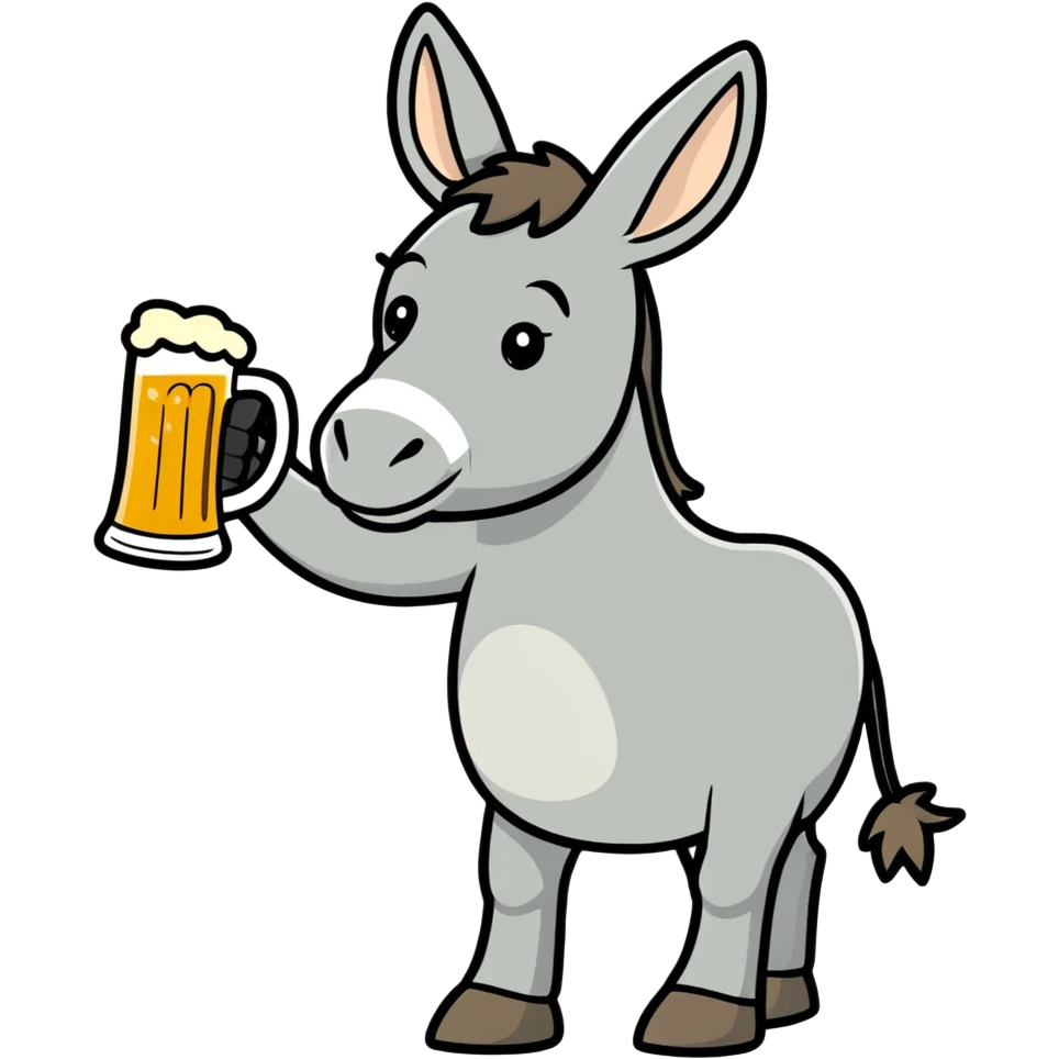 Donkey drinking beer emoji