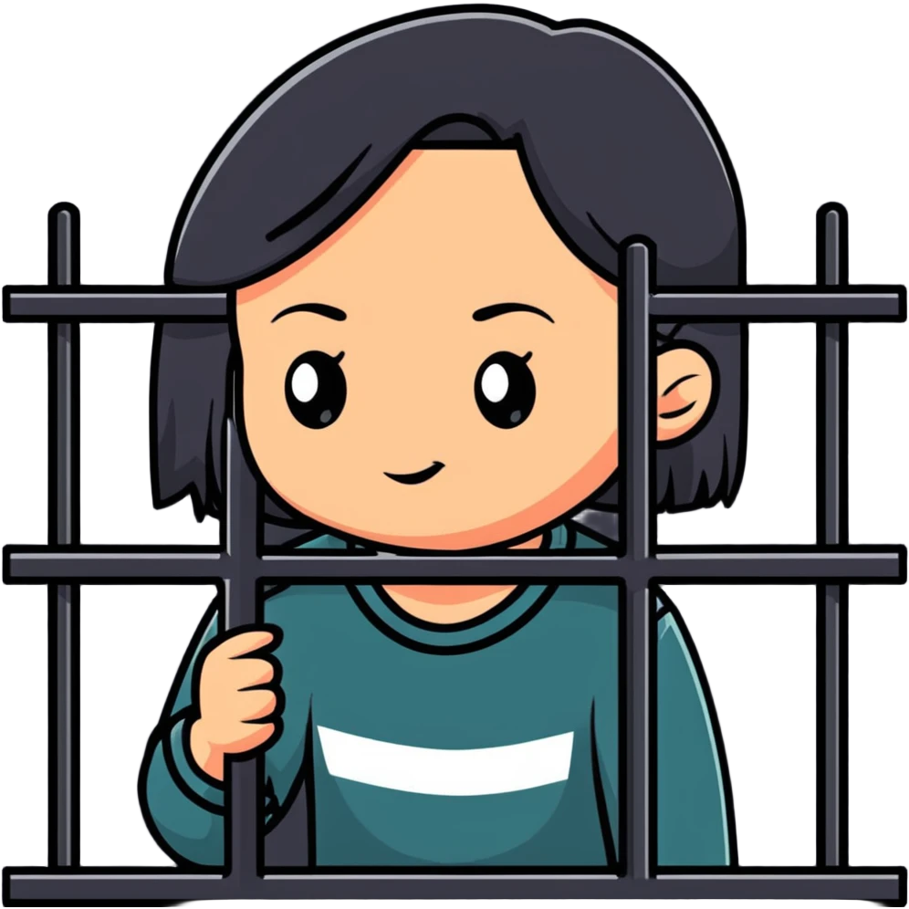 sad girl behind prison bars emoji