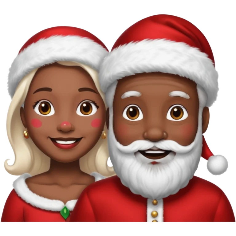 Black Santa with White Mrs. Santa emoji