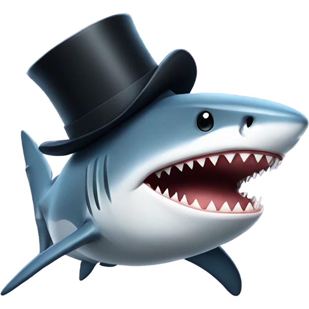 Shark with a top hat emoji