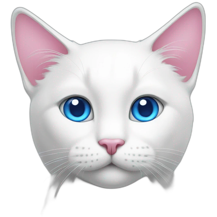 White cat with pink ears and blue eyes emoji