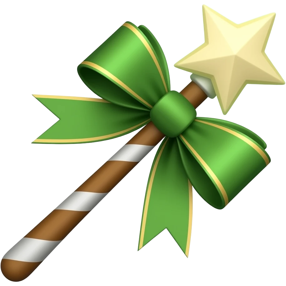Green Ribboned green magic wand emoji