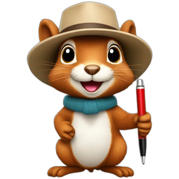 squirrel in a hat with a pen-IT specialist emoji