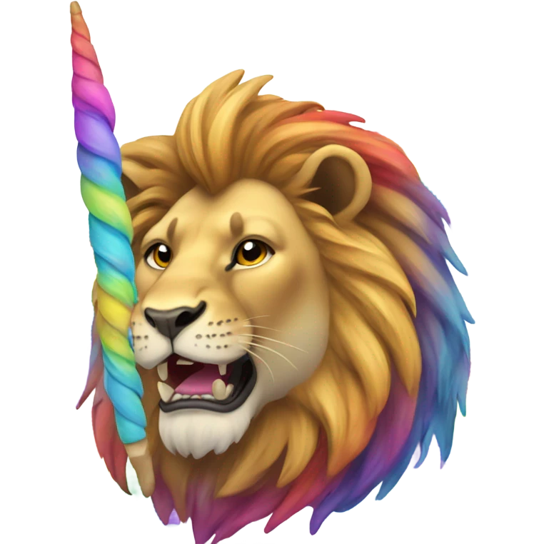Lion with unicorn horn and a rainbow emoji