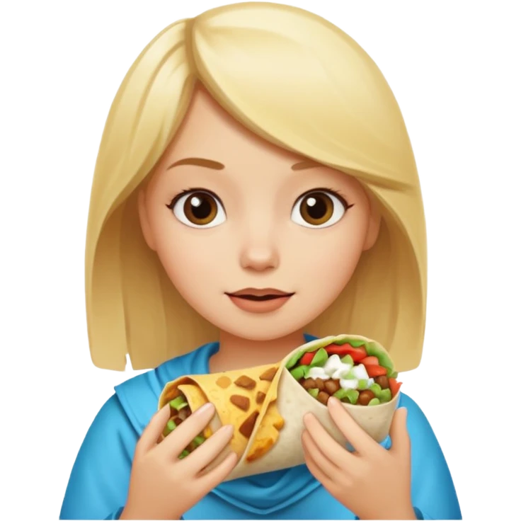 Blonde girl eating burrito emoji