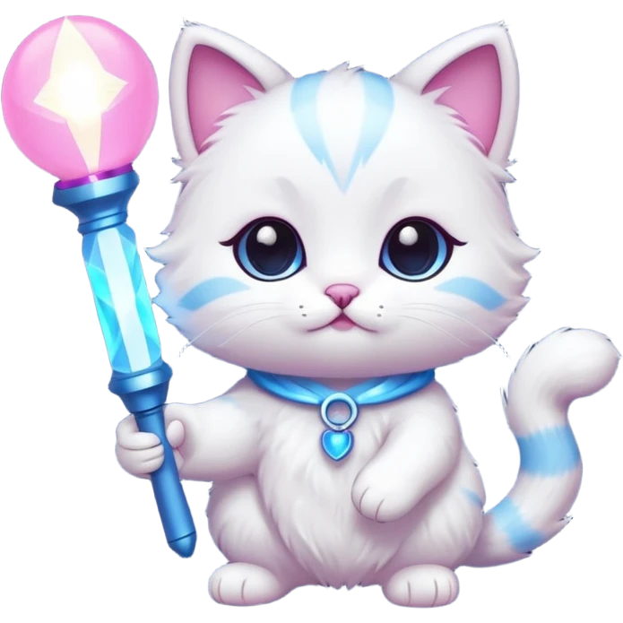 chibi cute cat holding a light stick emoji