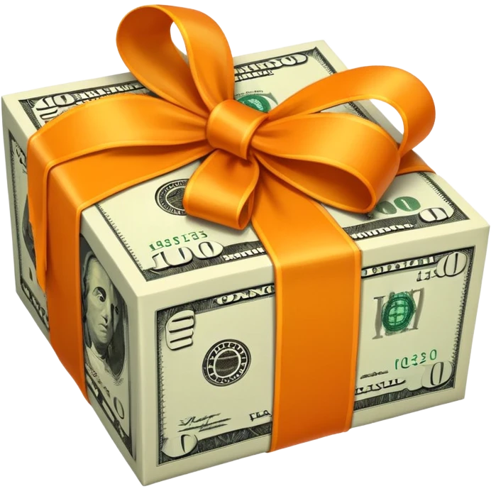 Money wrapped with orange ribbon emoji