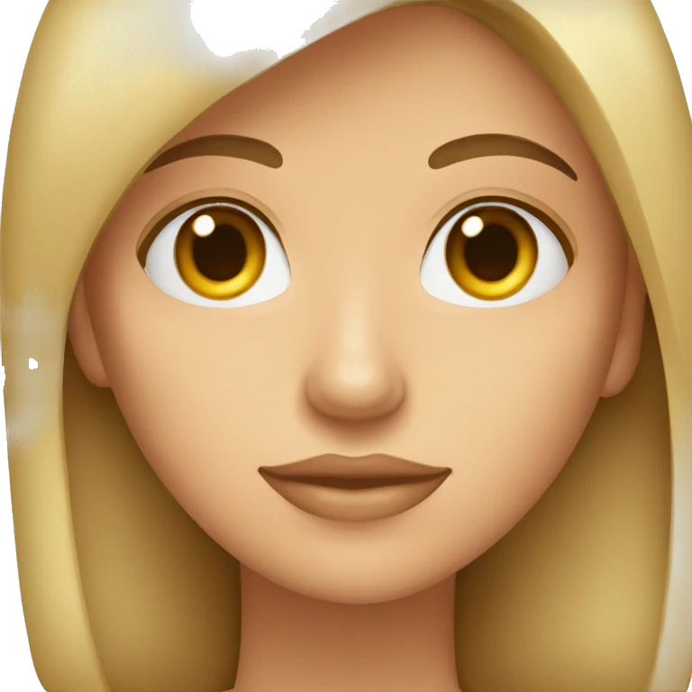 mujer ojos marrones, pelo rubio, mano en la cara emoji