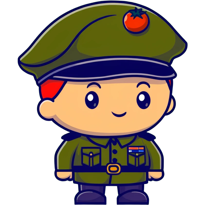 tomato wearing Napoleon Bonaparte's bicorne hat and military officer uniform emoji