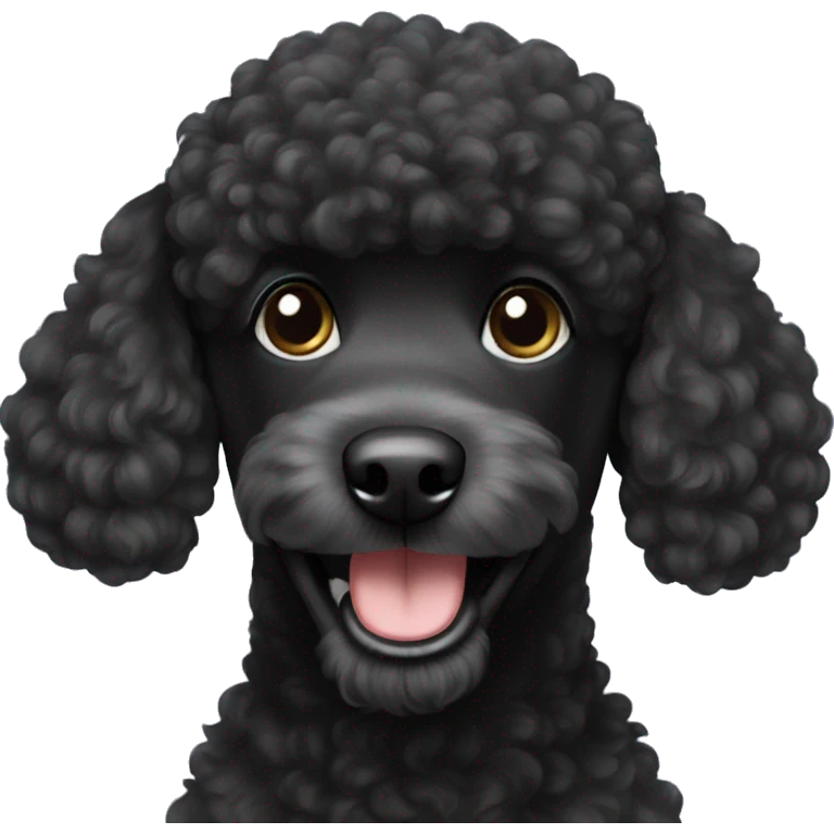 Black poodle smiling emoji