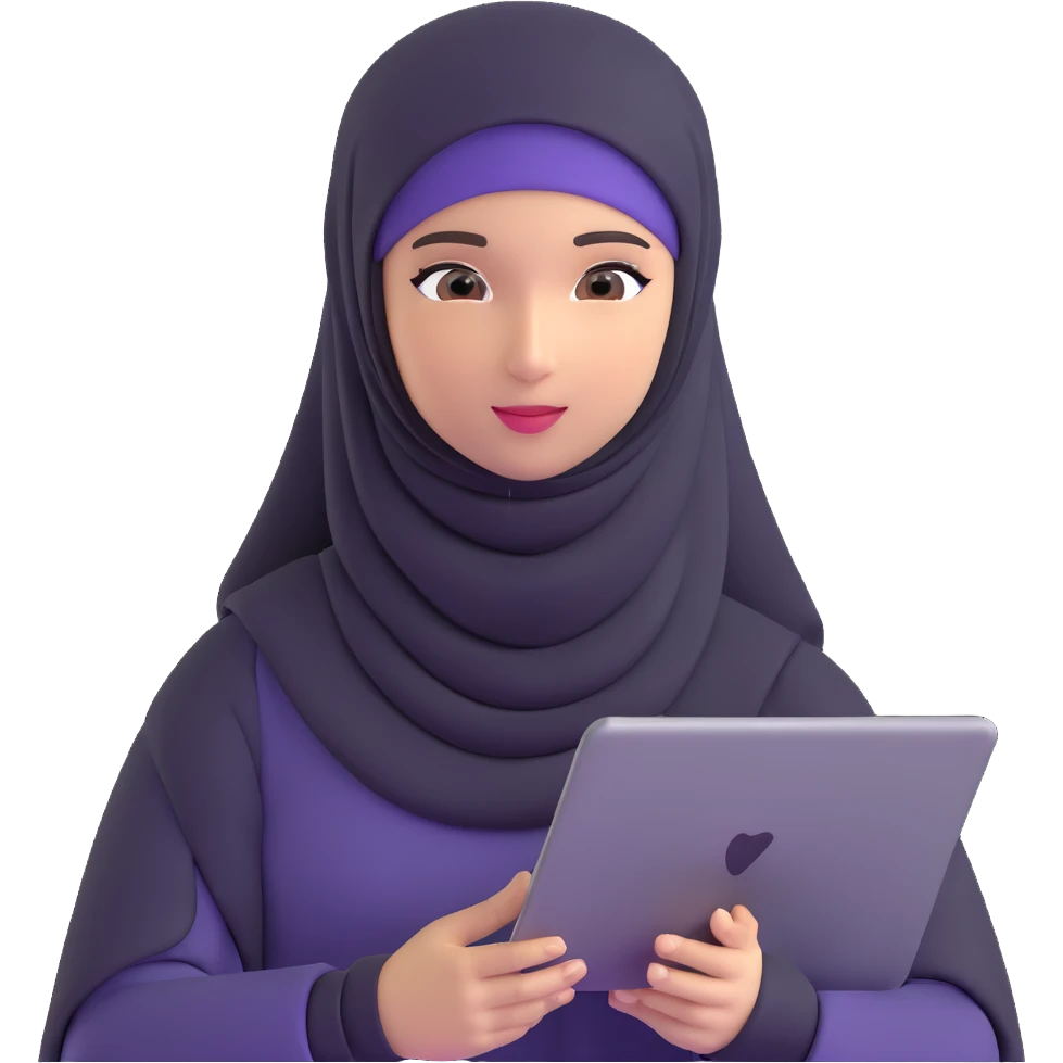 girl with hijab computer science engineer working with metaverse technology emoji