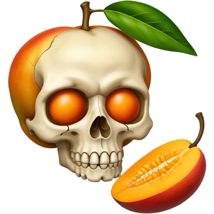 Skull holding a mango  emoji