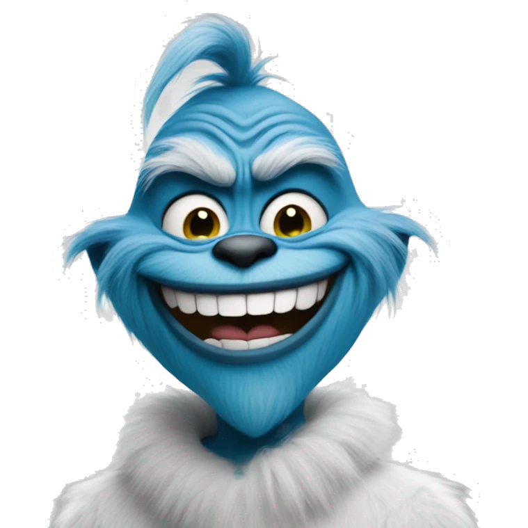 Blue grinch smiling  emoji