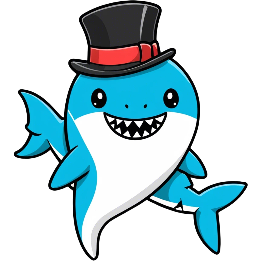 Shark with a top hat emoji