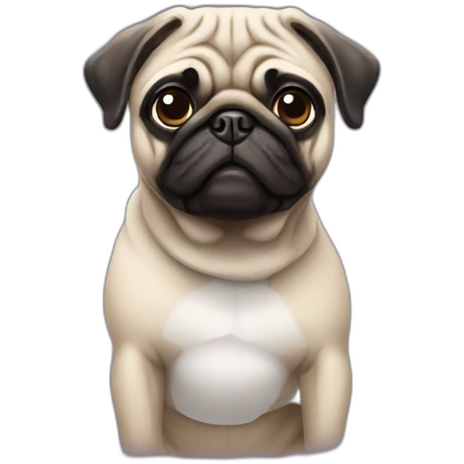 pug wearing a t-shirt emoji