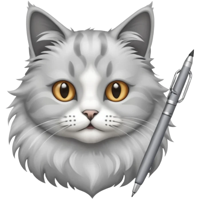 Cat with a pen and smoke  emoji