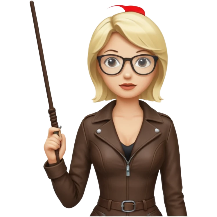  Sexy Dominatrix blonde hair and glasses full body with whip emoji