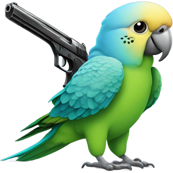 Parakeet holding two guns emoji