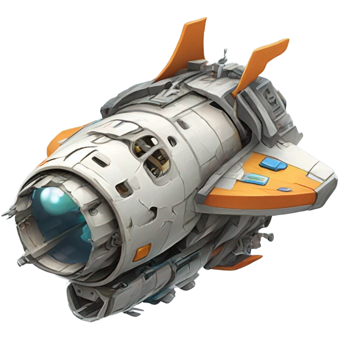 broken space ship, cartoony emoji