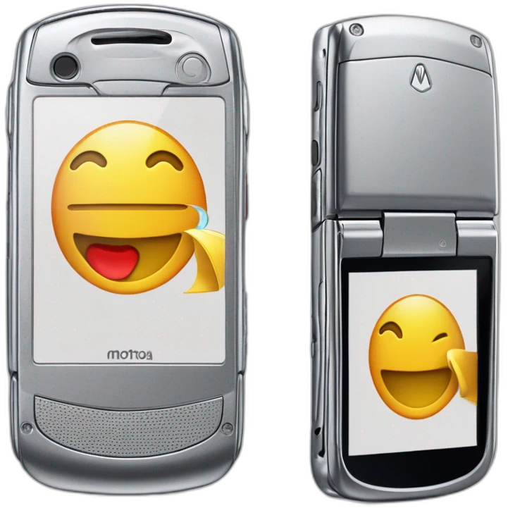 Silver Fold out Motorola Razr V3 mobile device with the iconic clamshell design emoji