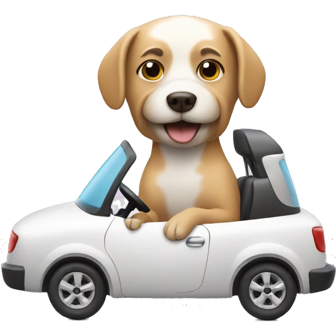 Dog driving car emoji
