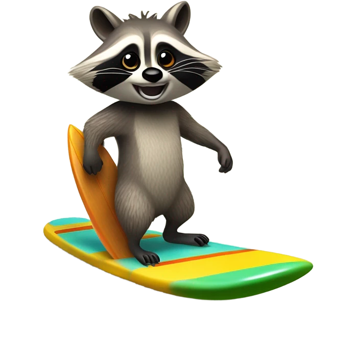 raccoon on a surfboard emoji