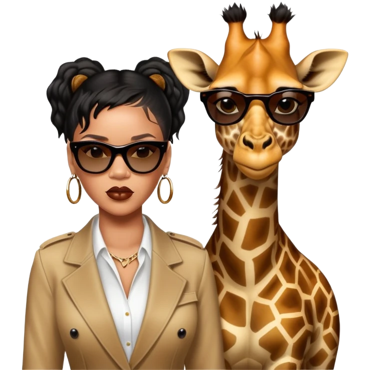 Mache mir ein Rihanna Emoji zusammen mit einer Giraffe der ein bodyguard spielt  emoji