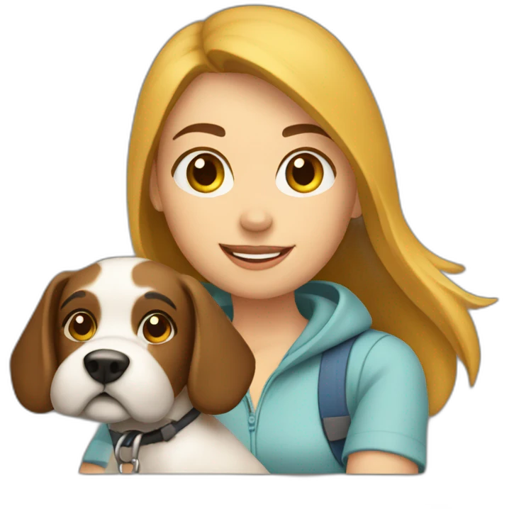 Girl driving a dog emoji