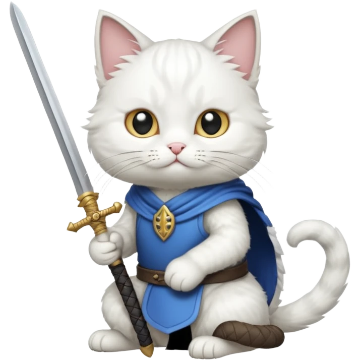 un gato blanco con 3 espada emoji
