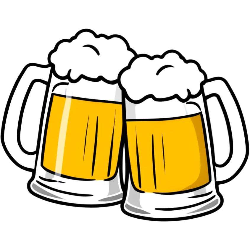 two beer mugs clinking together in a toast emoji