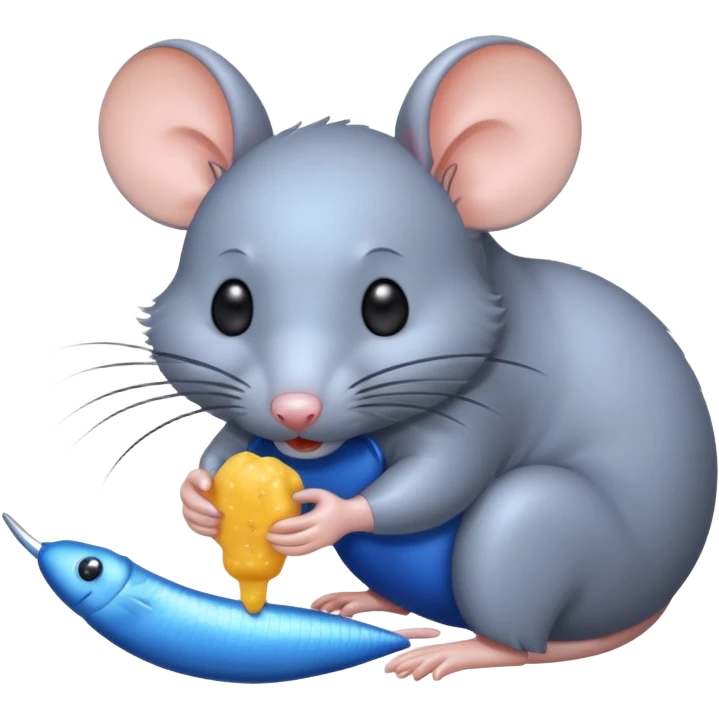 raton comiendo cebo blando azul emoji