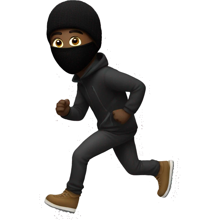 Dark boy with ski mask running emoji