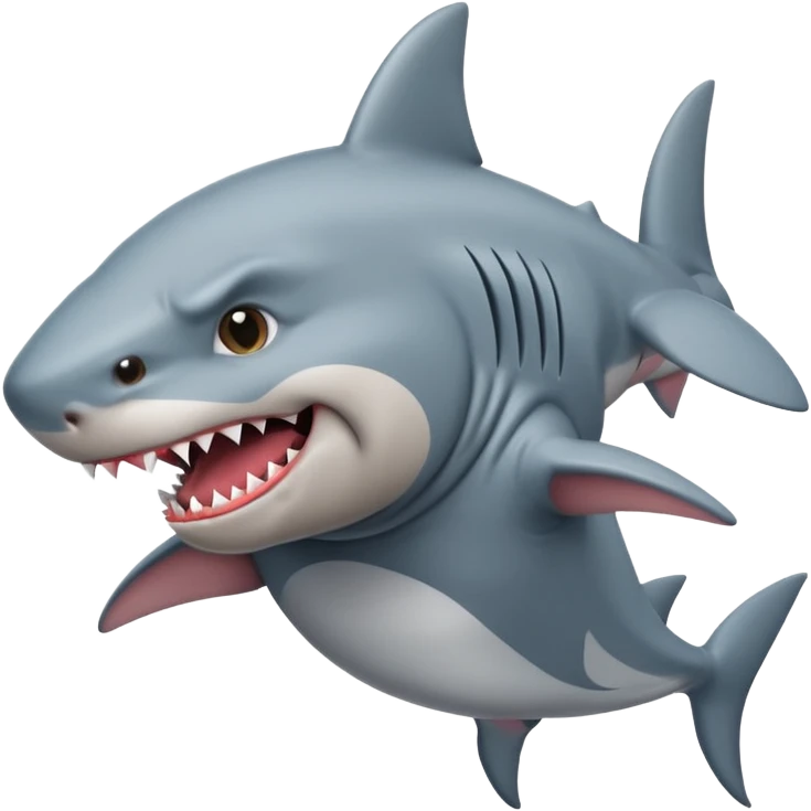 Pitbull dressed up as a shark emoji