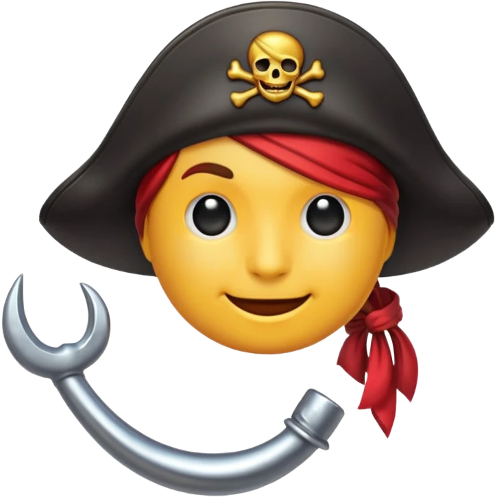 Pirate Hook, clean vector emoji, with rich details, no face on objects, white background emoji