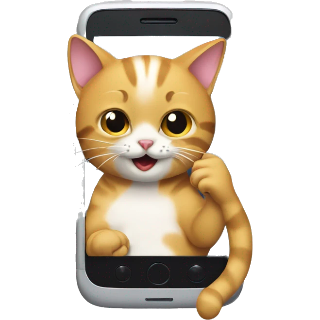 Cat playing on a phone emoji
