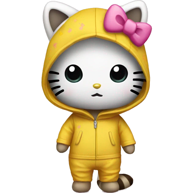 Hello kitty in a yellow raccoon costume  emoji