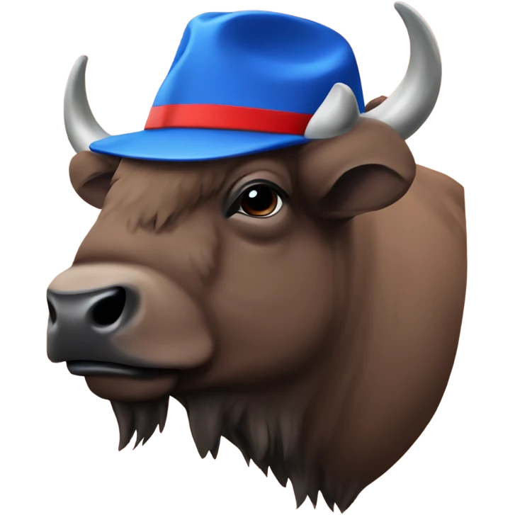 Bison with a blue hat red striped  emoji