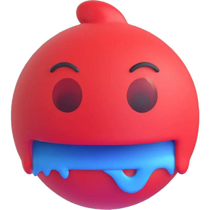hybrid emoji, left side shivering and blue, right side red and panting, representing extreme cold and heat emoji