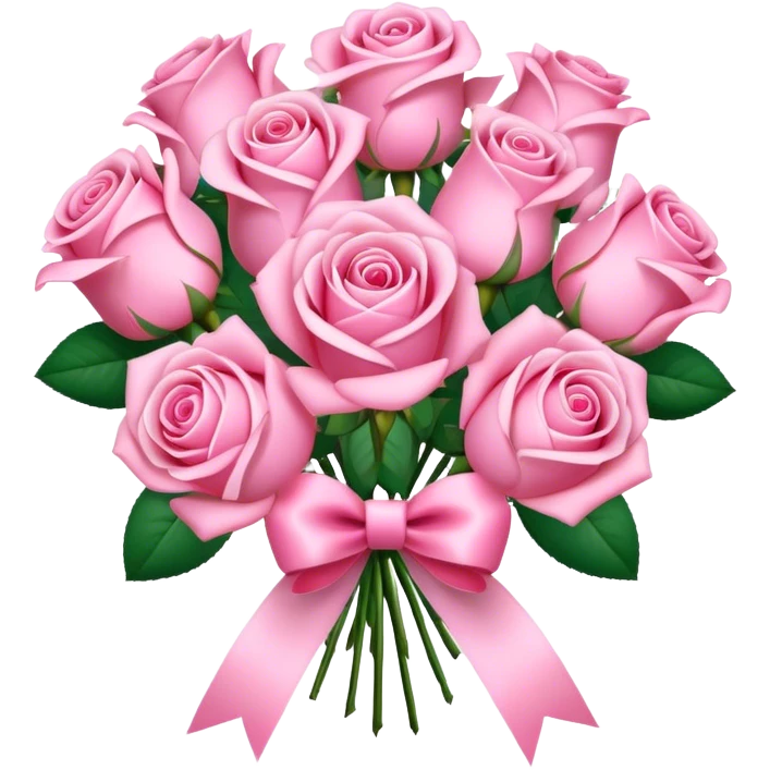 pink rose bouquet with pink ribbons  emoji