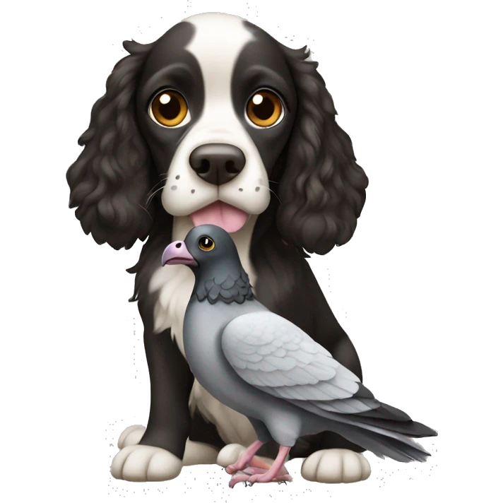 spaniel dog carrying a pigeon emoji